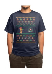 T-Shirt Threadless - We Wish You A Metroid Christmas Navy